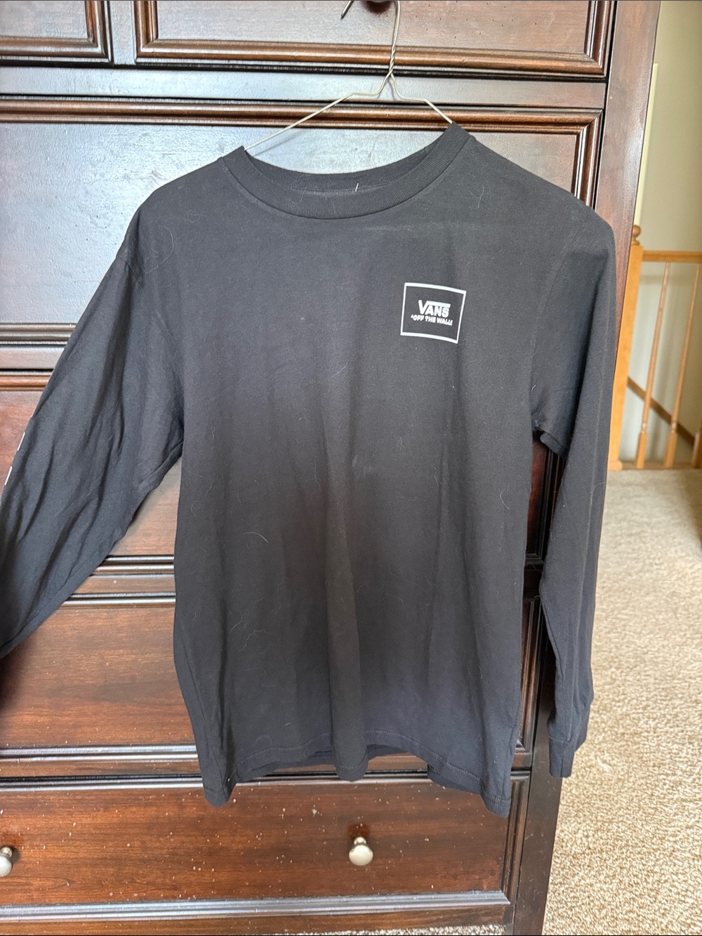 Vans Black Long Sleeve Tee with Small Chest Logo and back graphic